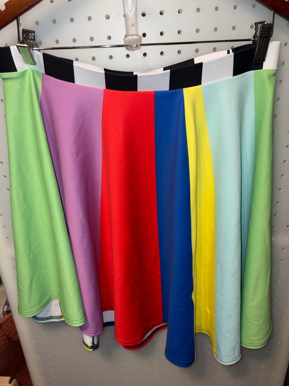 Bright Multicolor Panel Skater Skirt - Rainbow Stripe Design